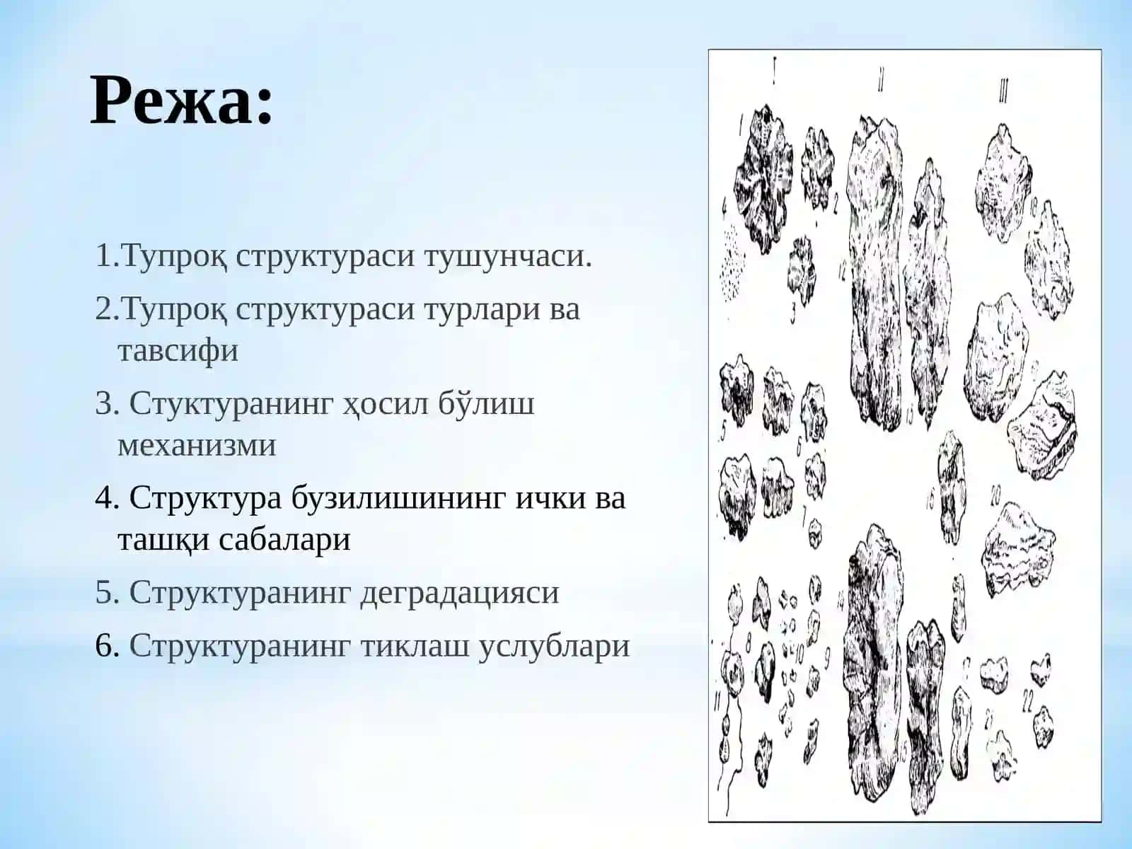 ТУПРОҚ СТРУКТУРАСИ. ТУПРОҚ СТРУКТУРАСИНИ ТИКЛАШ 2