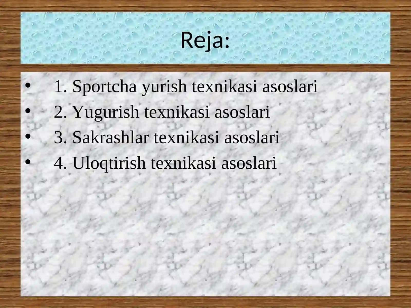 Yengil atletika turlari texnikasini o'rgatish 2