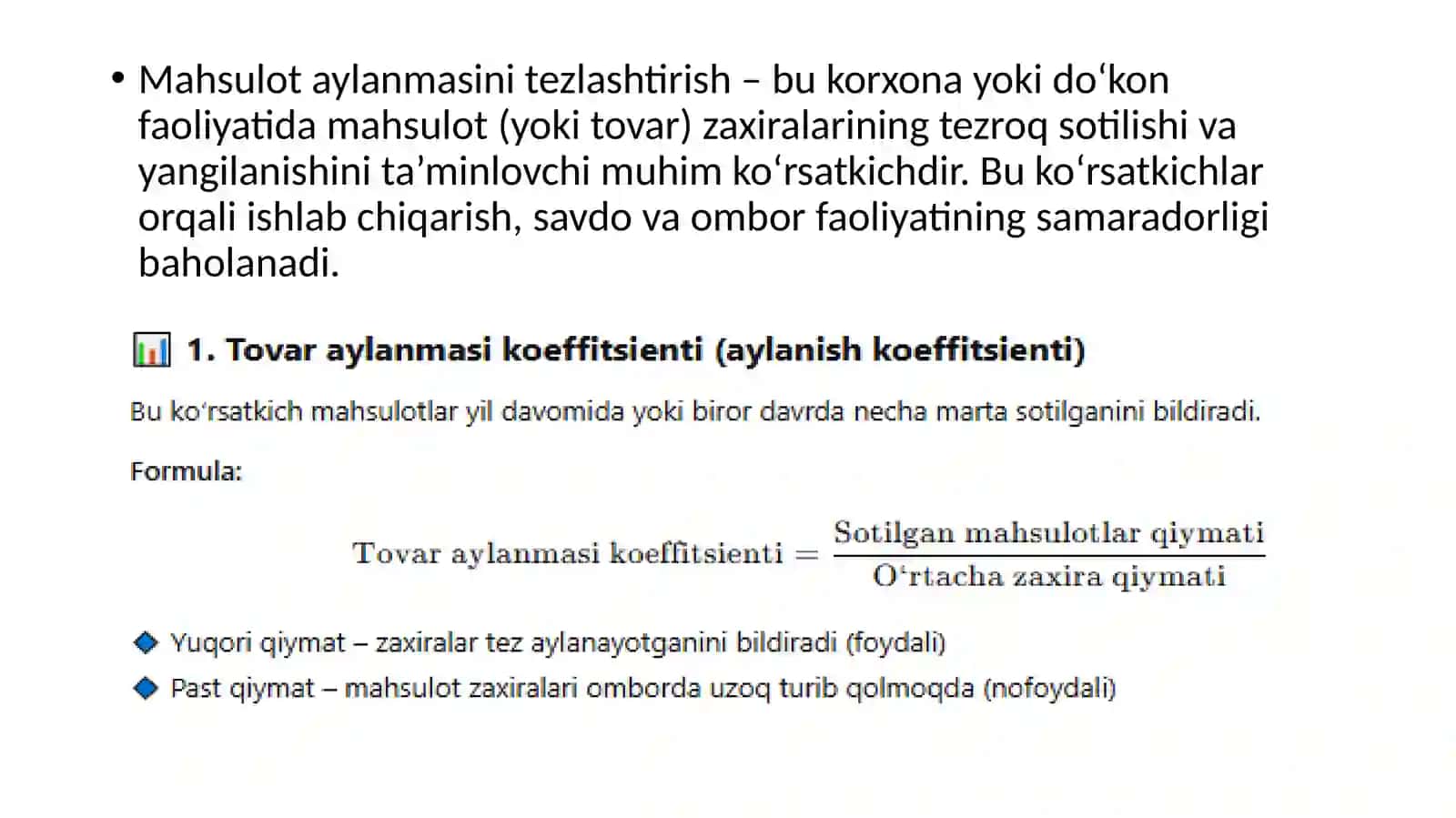 Mahsulot aylanmasini tezlashtirish va "ABC-XYZ" tahlil usullarini qo‘llash 2