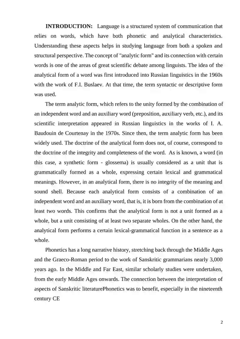 PHONETIC AND ANALYTICAL ASPECTS OF WORDS COURSE WORK 2