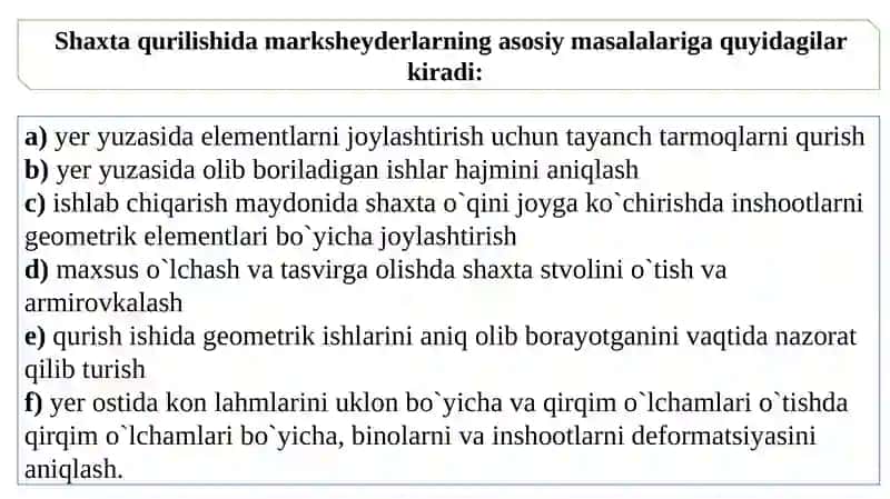 Qurilish-montaj ishlarini olib borishning marksheyderlik nazorati 2