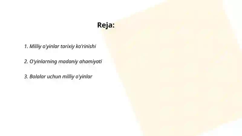 Milliy va harakatli o'yinlari o'rgatish 2