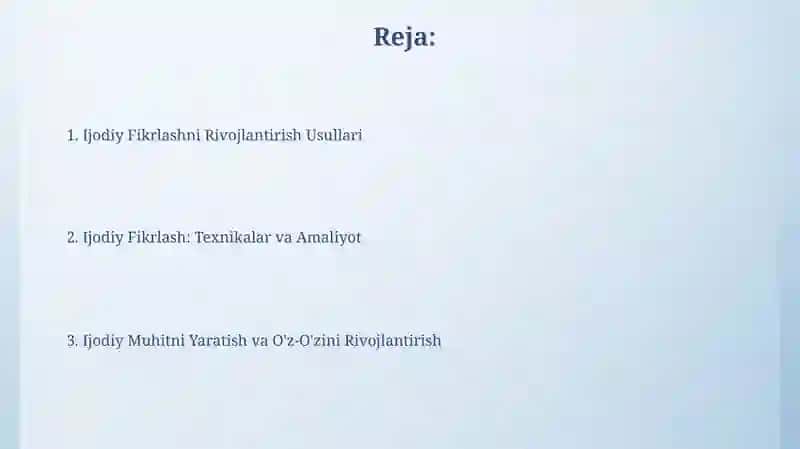 Ijodiy tafakkurni rivojlantirish usullari 2