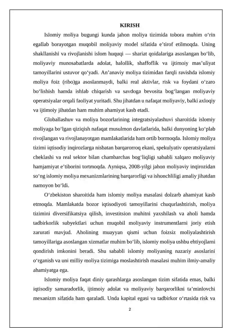 Islomiy Moliya va uning O‘zbekistonda qo‘llanilishi 2