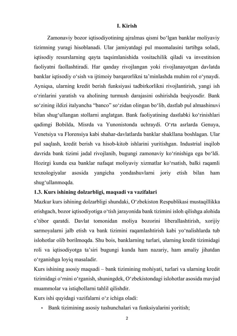 BANKLAR, ULARNING TURLARI VA KREDIT TIZIMIDAGI ROLI 2