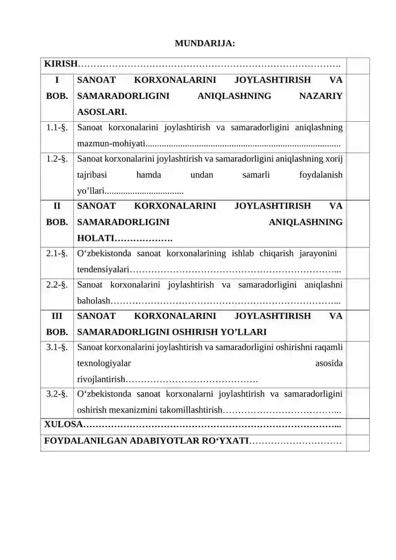 “Sanoat korxonalarini oqilona joylashtirishning o‘ziga xos xususiyatlari va iqtisodiy samaradorligini aniqlash” mavzusida ilmiy ish 2