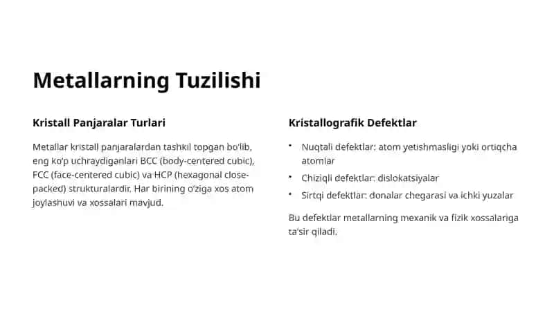 Metallar va qotishmalar 2