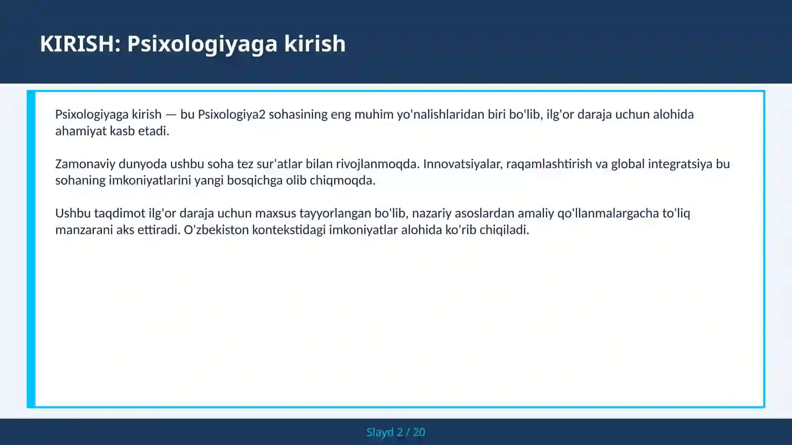 Psixologiyaga kirish 2