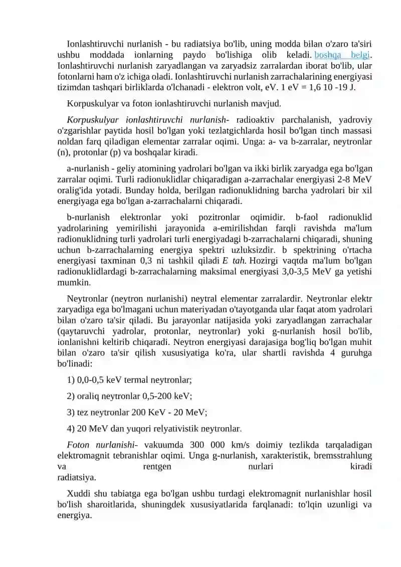 Ionlashtiruvchi nurlanish 2