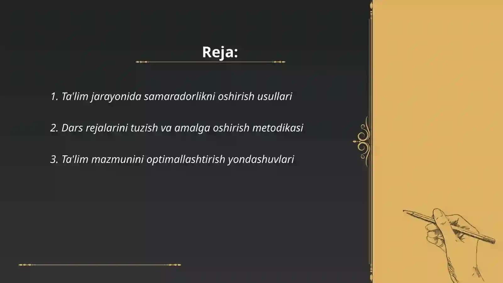 Dars jarayonini samarali tashkil etish va boshqarish metodikasi 2