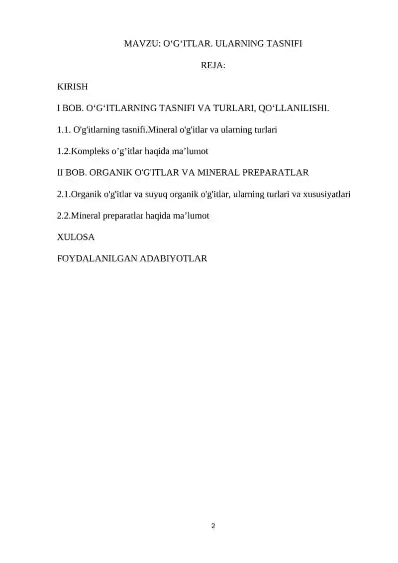 OʻGʻITLAR. ULARNING TASNIFI 2
