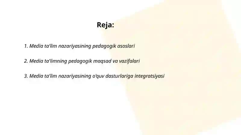 Media ta'lim nazariyasining pedagogik asoslari 2