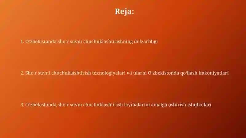 O'zbekiston sharoitida shõr suvlarni chuchuklashtirish ğoyasini yaratish 2