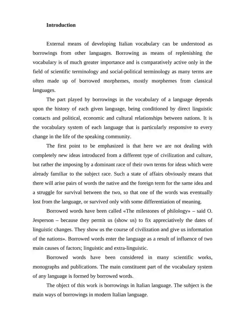 ITALIAN BORROWINGS AND THEIR INFLUENCE ON ITALIAN LANGUAGE 2