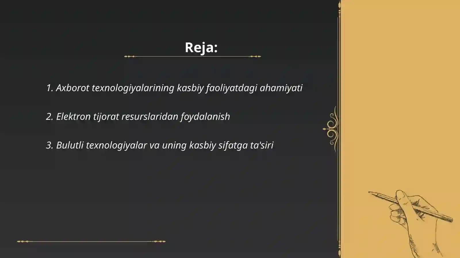 Axborot texnologiyalari kasbiy faoliyatda o'rin olish 2