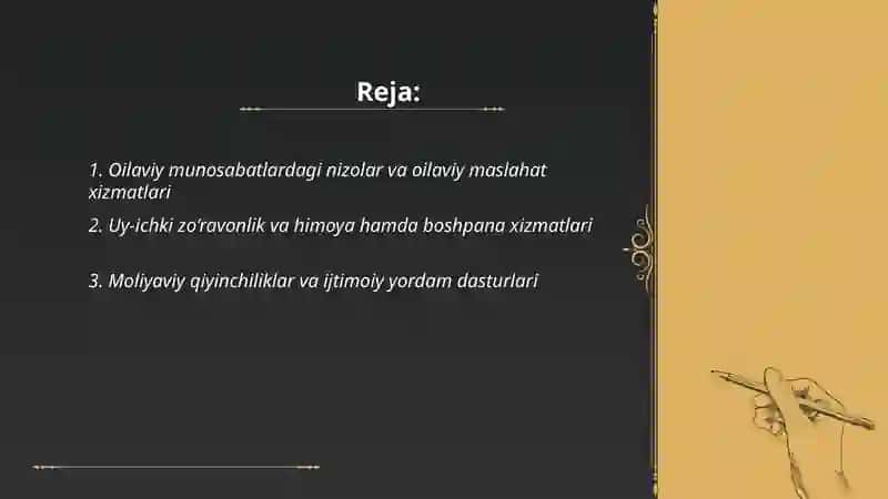 Oilaviy munosabatlardagi nizolar va oilaviy maslahat xizmatlari 2