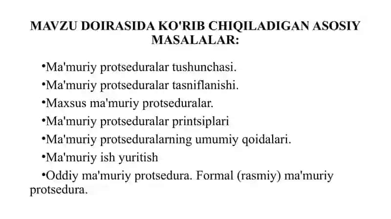 Ma'muriy protseduralar 2