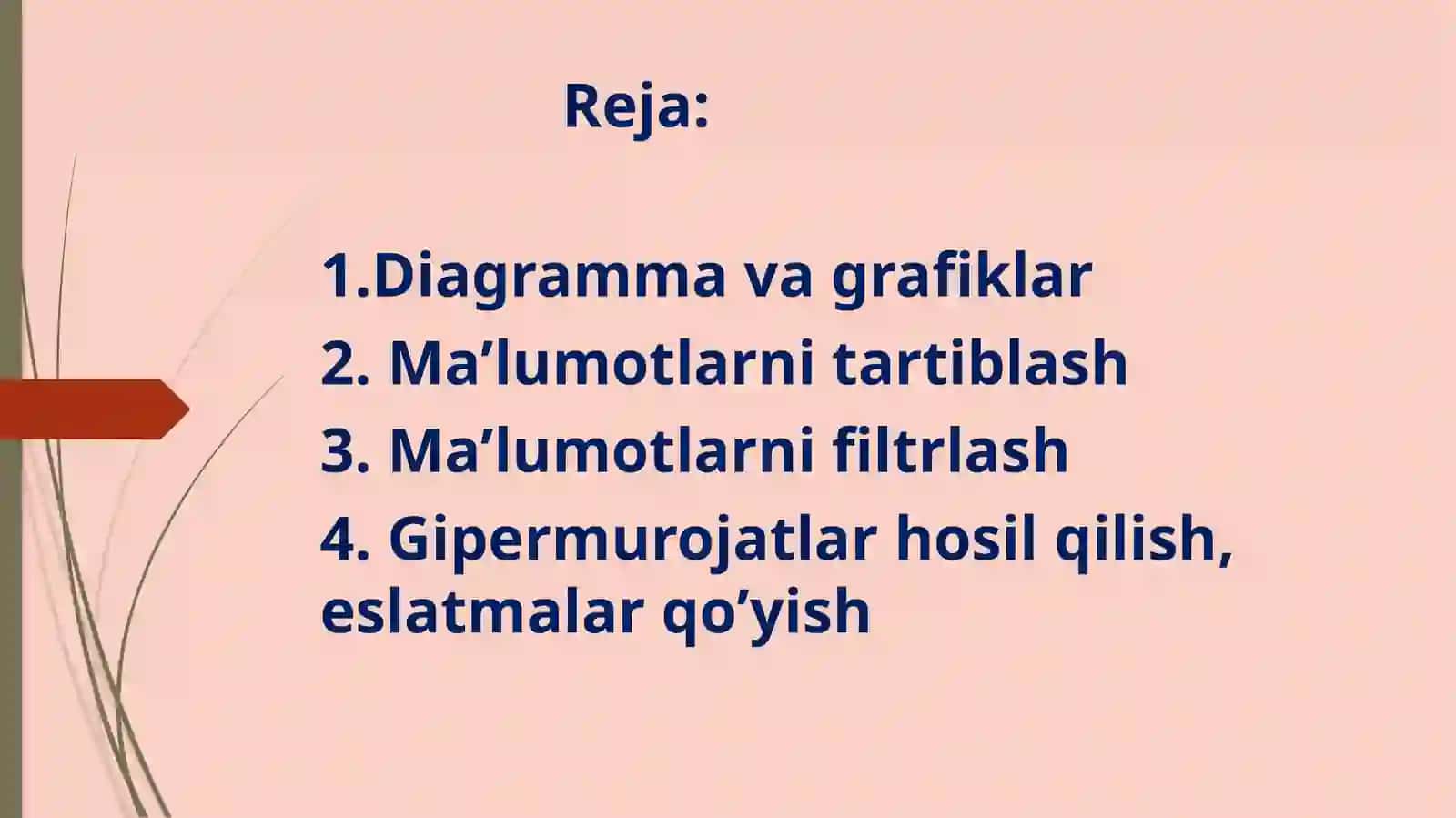 Diagrammavagrafiklar.Ma’lumotlarnitartiblash,filtrlash 2