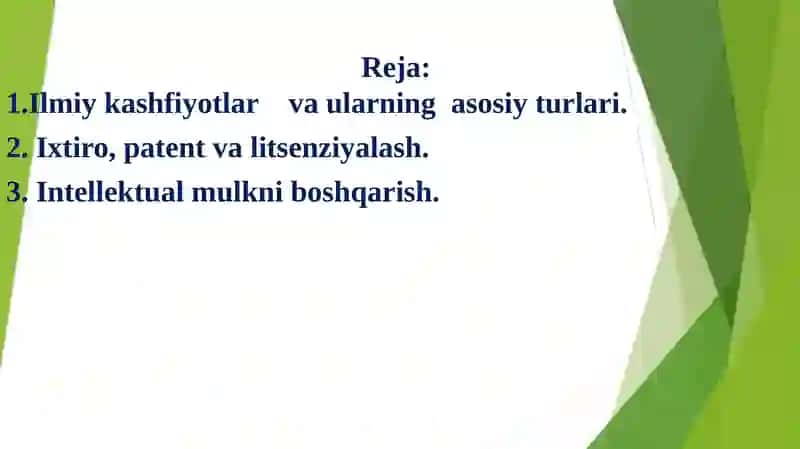 Ilmiy kashfiyotlar, Ixtirolar va Ularni Litsenziyalash 2
