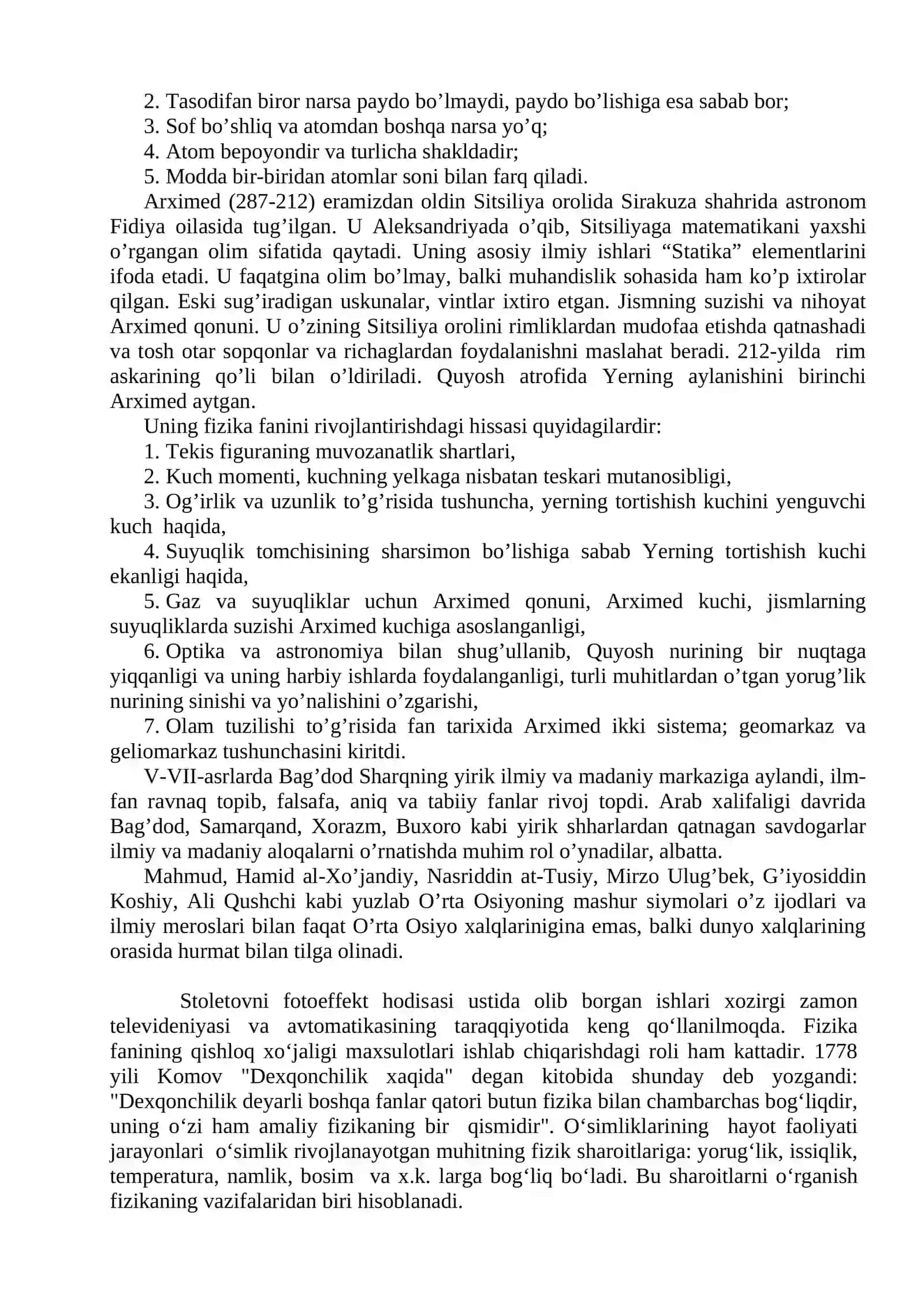 Fizika fani va uning vazifasi. Moddiy nuqta kinematikasi. Ilgarilama va aylanma harakatda tezlik va tezlanish 2