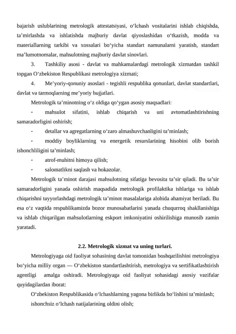 2-MA’RUZA. METROLOGIYA BO`YICHA UMUMIY MA’LUMOTLAR 2