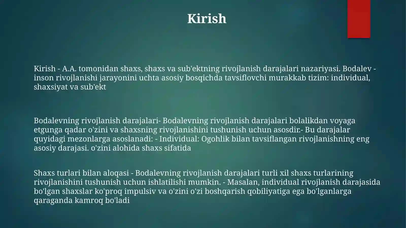 Bodalyev BoʻYicha Individ, Shaxs Va SubʼEkt Taraqqiyoti Darajalarining Muvofiqlik Va Natijaviylik Klassifikatsiyasi 2