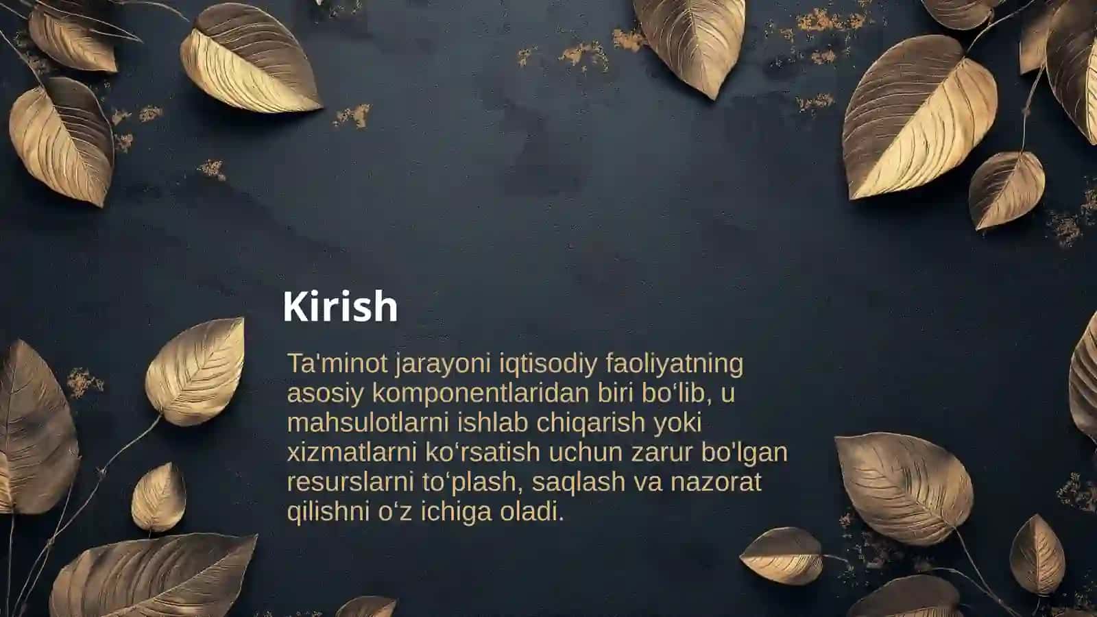 Ta'minot jarayonining hisobi 2