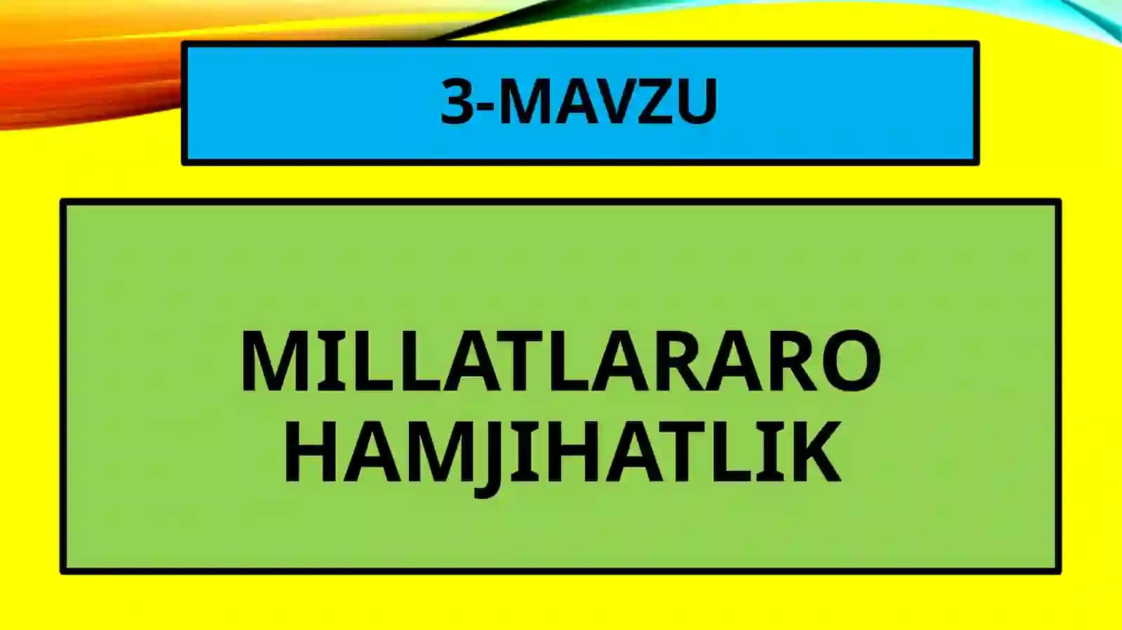 MILLATLARARO HAMJIHATLIK 2