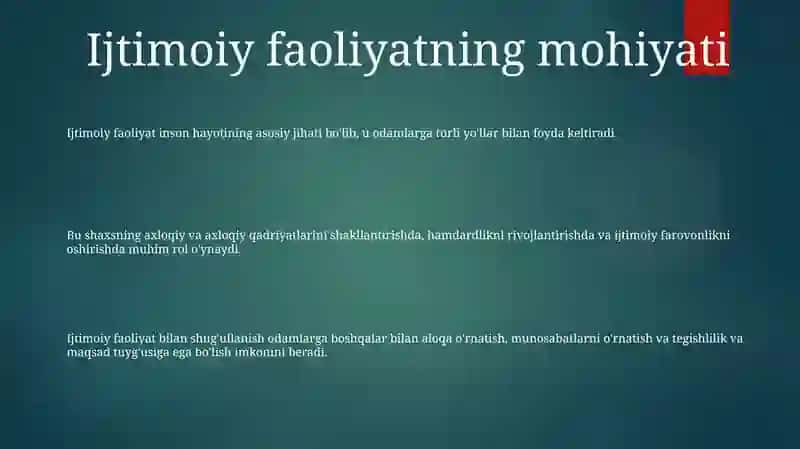 Ijtimoiy Faoliknìng Shaxs Ma'Naviy Kamolotida Tutgan Õrni Va Ahamiyati 2
