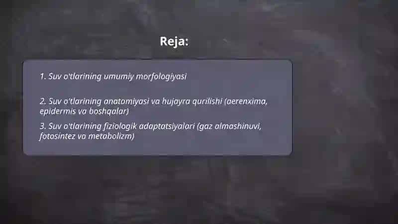 Suv o'tlarining umumiy morfologiyasi 2