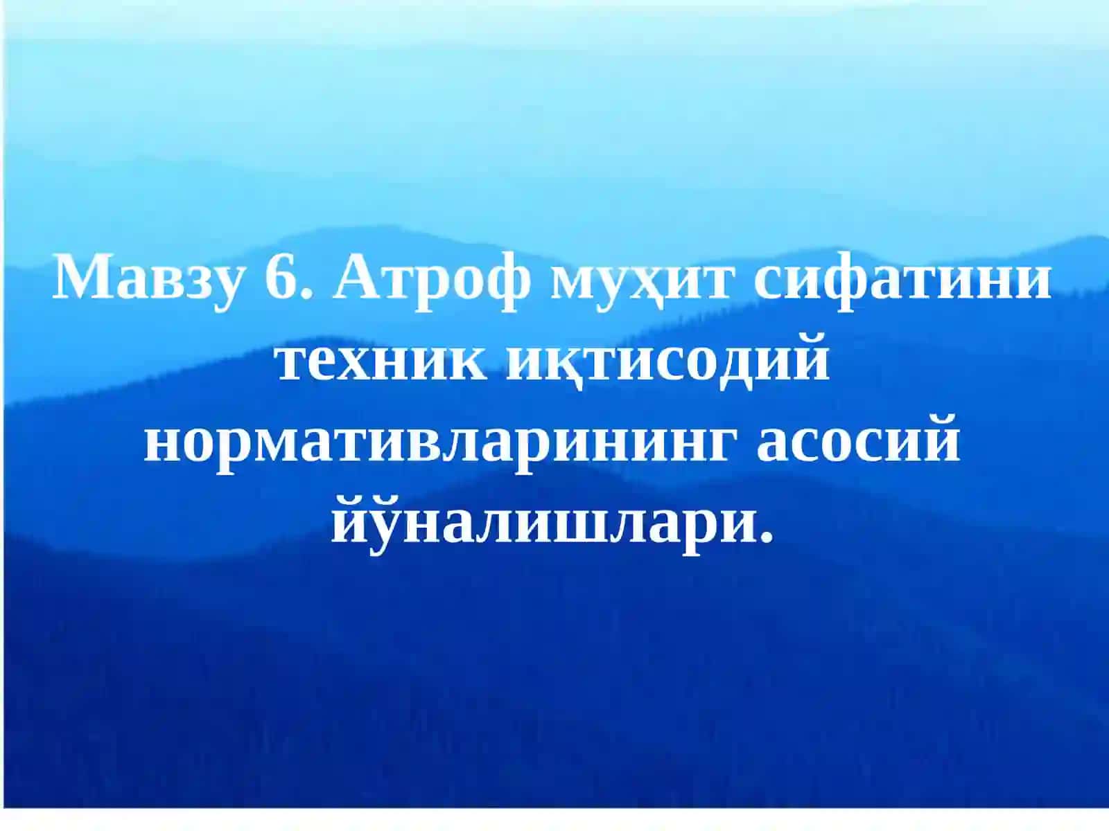Атроф муҳит сифатини техник иқтисодий нормативларининг асосий йўналишлари 2
