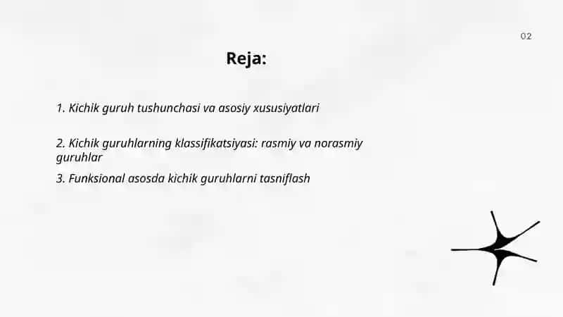 Kichik guruhdagi momolar.kichik guruhlarning klassifikatsiyasi 2