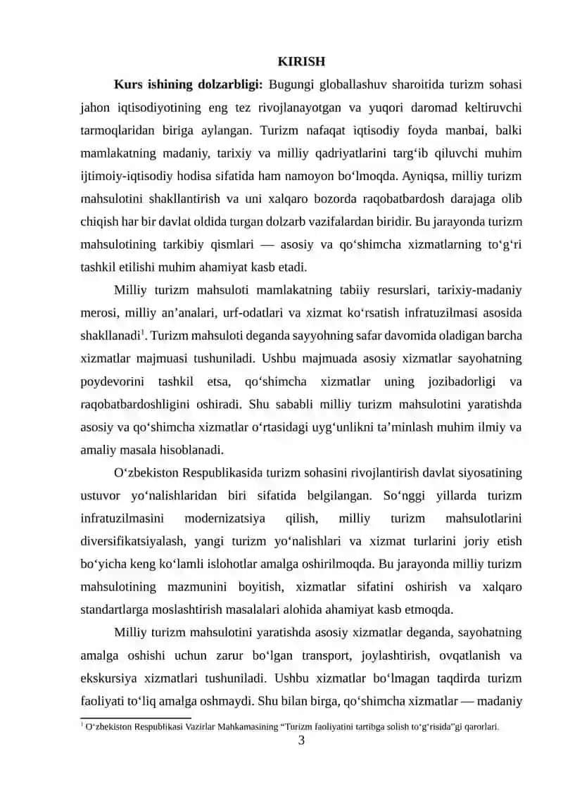 MILLIY TURIZM MAHSULOTINI YARATISHDA ASOSIY VA QOʻSHIMCHA XIZMATLAR 2