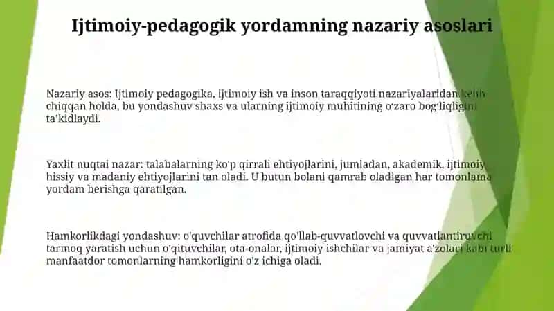 Kasb Hunar Maktabi OʻQuvchilarini Ijtimoiy- Pedagogik QoʻLlab- Quvvatlash 2