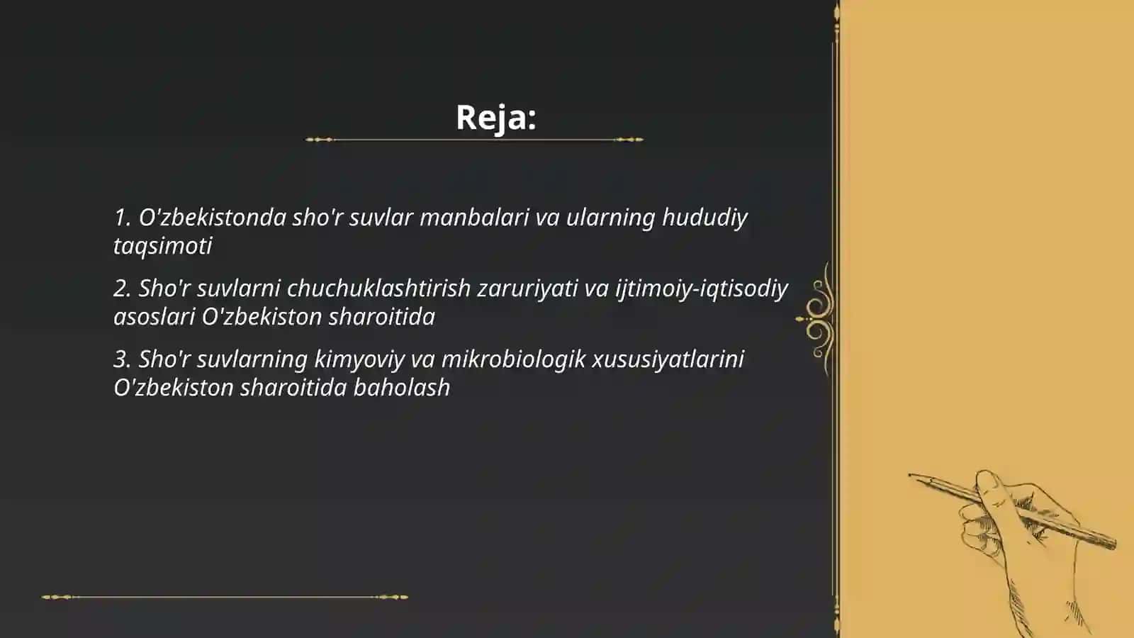 O'zbekiston sharoitda sho'r suvlarnib chuchuklashtirish goyasini yaratish 2