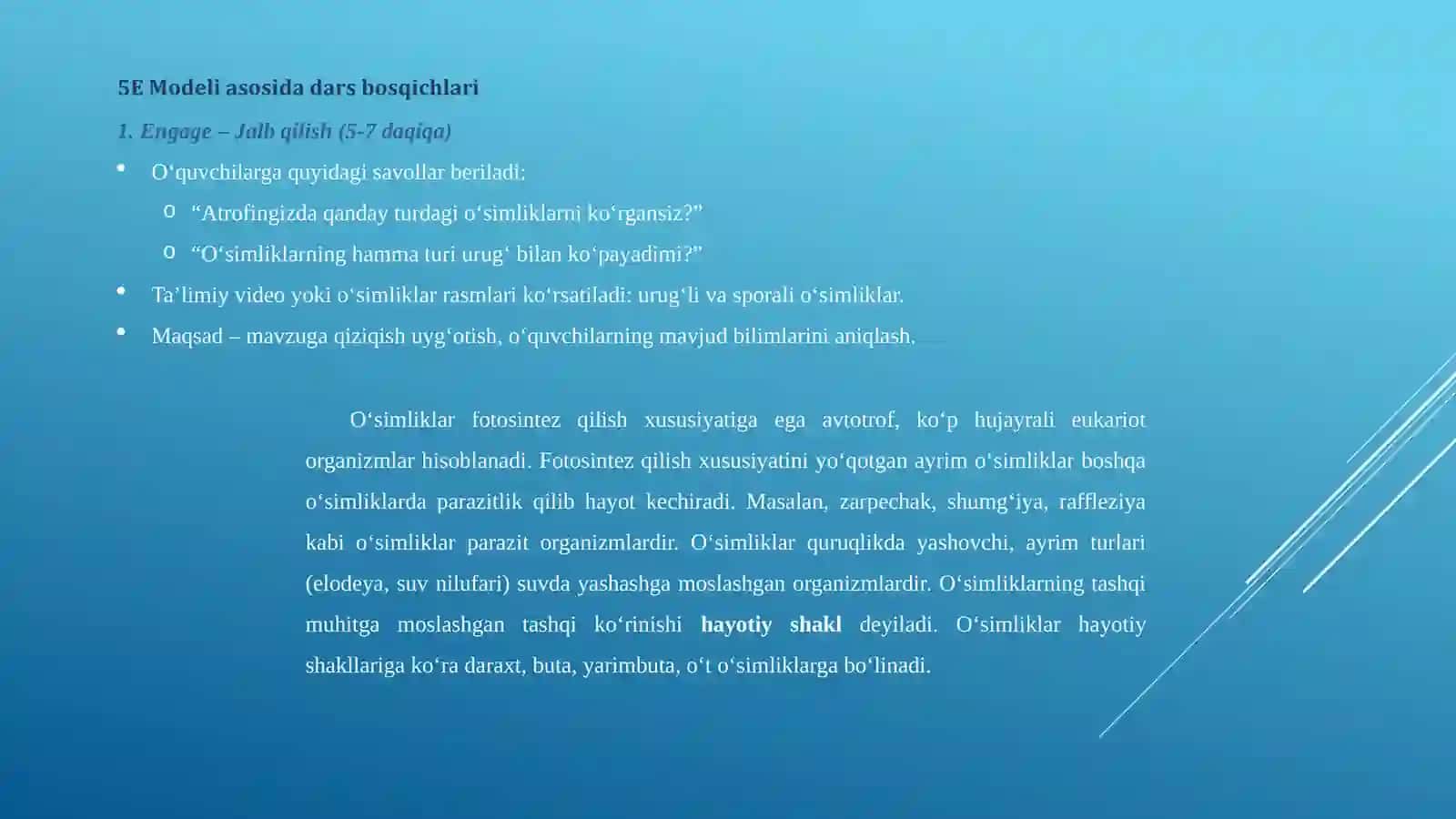 O'simliklarning xilma-xilligi va sporali o'simliklarni o'rganamiz 2