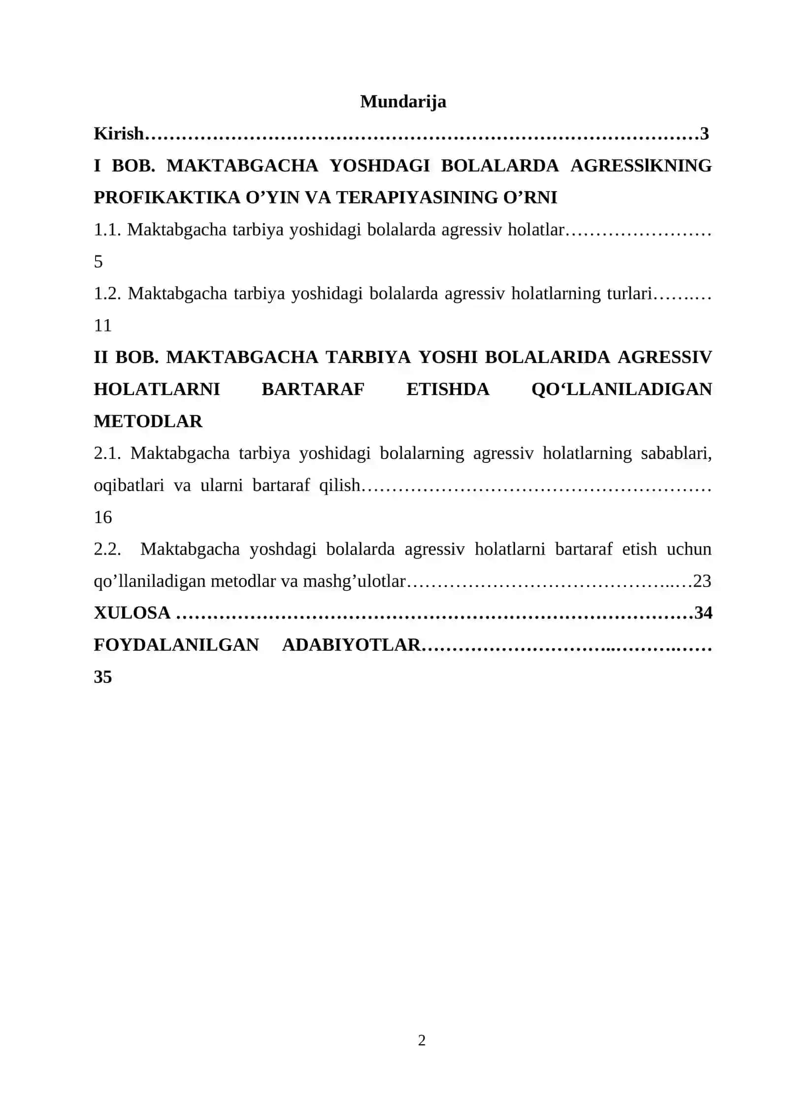 MAKTABGACHA YOSHDAGI BOLALARDA AGRESSlKNING PROFIKAKTIKA QILISHDA O’YIN VA TERAPIYASINING O’RNI 2