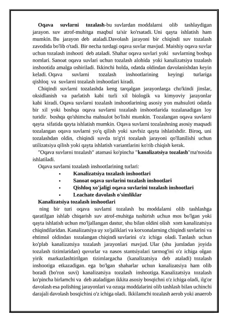 Oqava suvlarni tozalashning ilg’or texnologiyalari 2