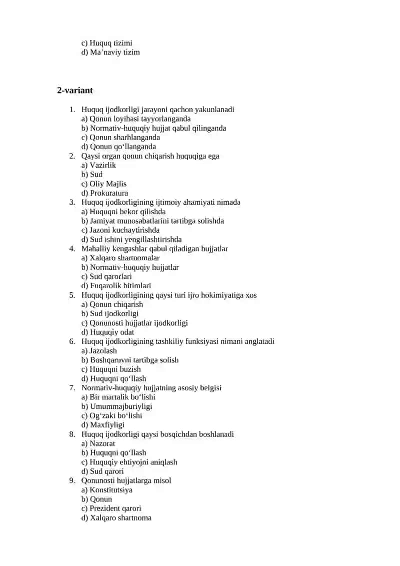 Huquq ijodkorligi tushunchasi, turlari va funktsiyalari 2