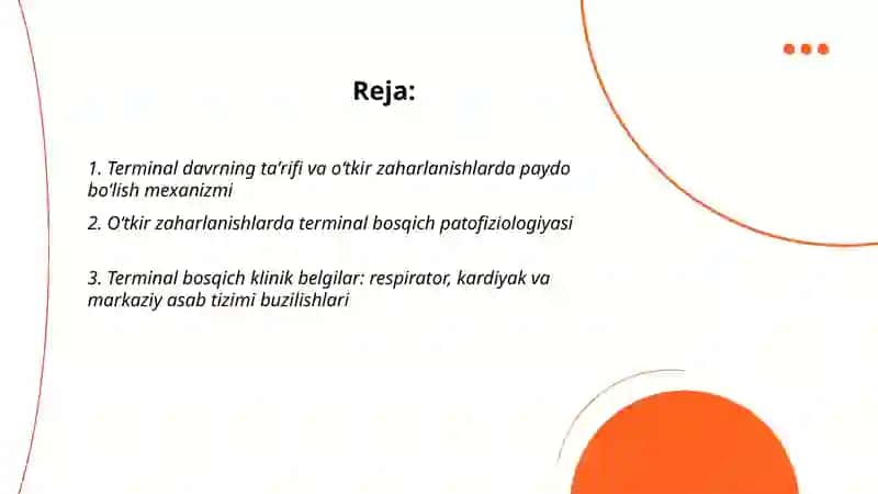 Terminal davr va oʻtkir zaharlanishlar 2