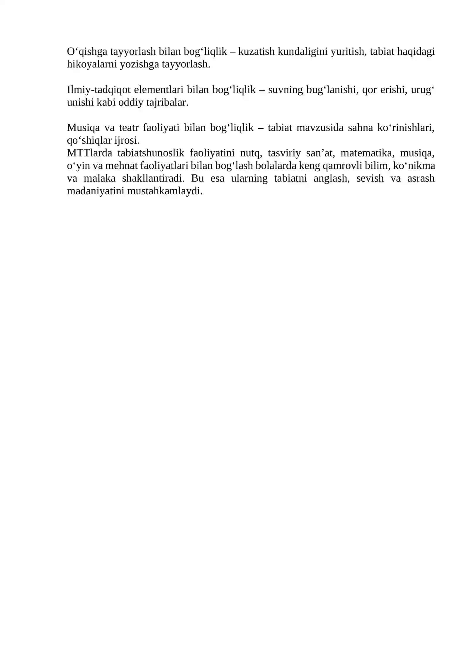 MTTLARNING TURLI YOSH GURUHLARIDA TABIATSHUNOSLIK FAOLIYATINING BOSHQA FAOLIYAT TURLARI BILAN BOG‘LIQLIGI 2