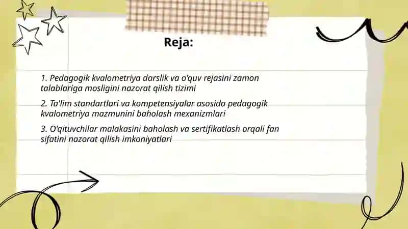 Pedagogik kvalometriya fanining zamon talablariga mos tashkil etilishini nazorat qilish imkoniyatlari 2