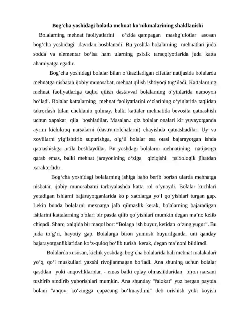 Bog‘cha yoshdagi bolalar mehnat faoliyatining xususiyatlari 2