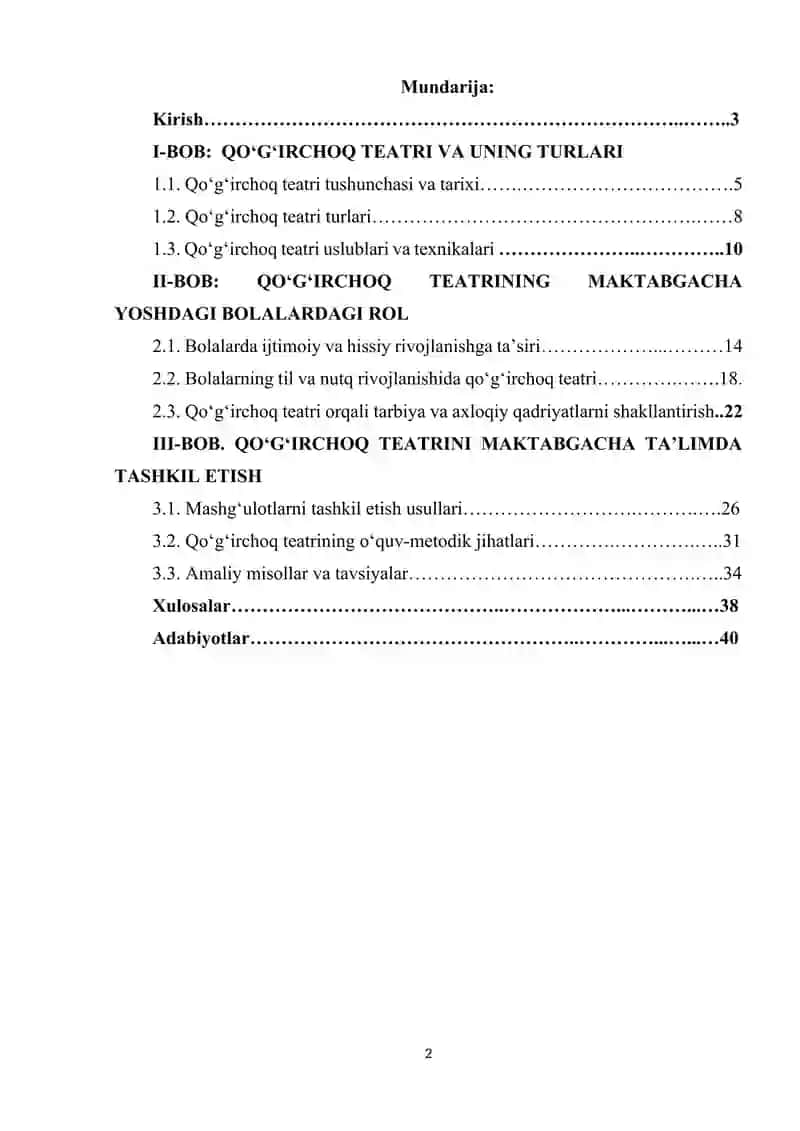 Qo'g'irchoq teatri turlari. Qo’g’rchoq teatirining maktabgacha yoshdagi bolalar hayotida tutgan o'rni 2