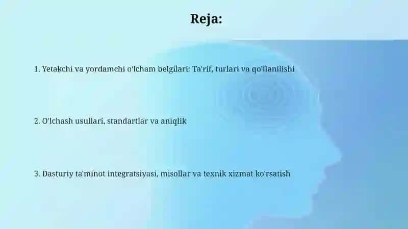 Yetakchi va yordamchi òlchov belgilari 2