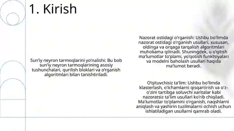 Sun'Iy Neyron ToʻRini OʻQituvchili Va OʻQituvchisiz OʻRgatish 2