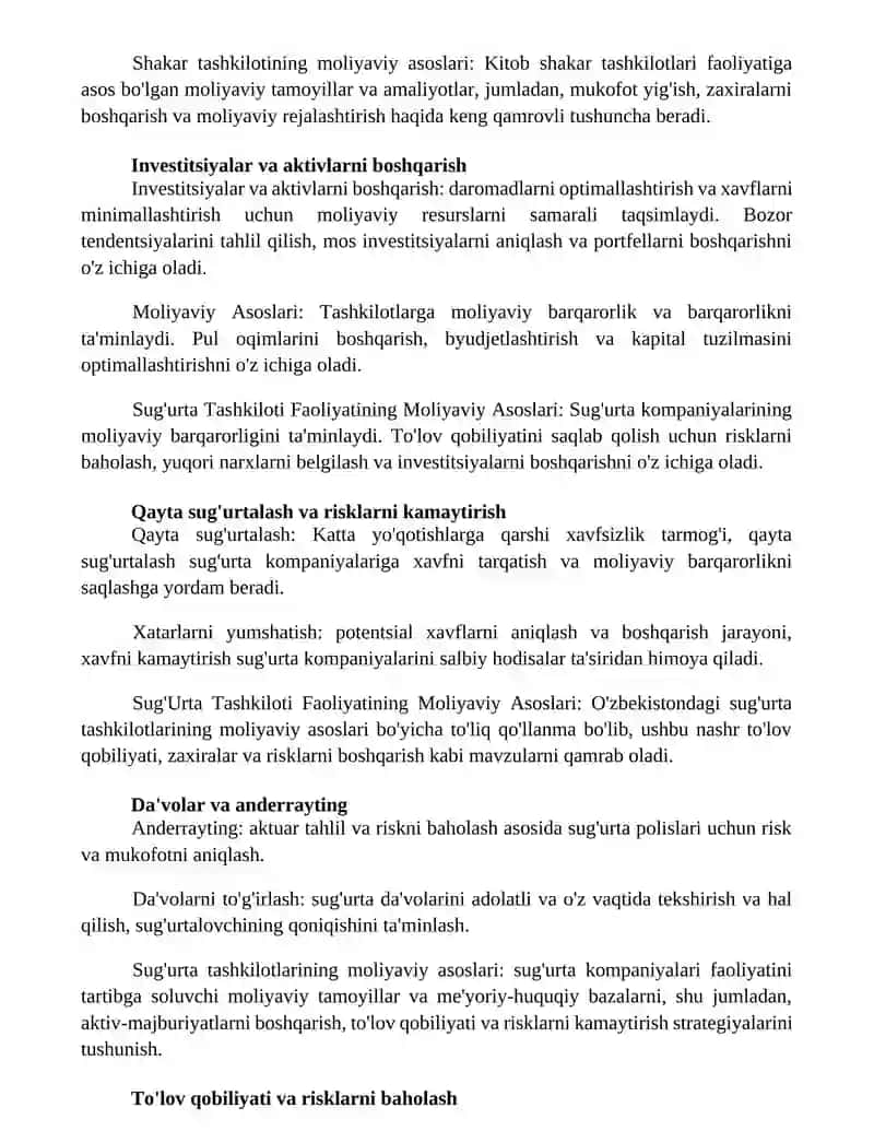 Sug'Urta Tashkiloti Faoliyatining Moliyaviy Asoslari 2