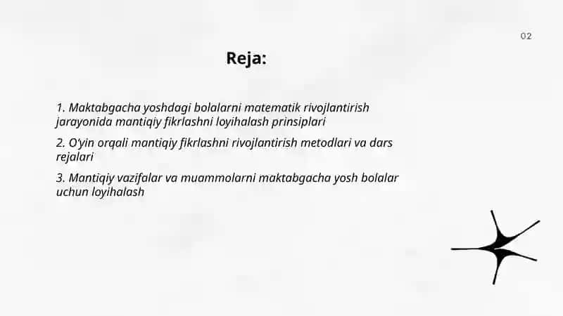 Maktabgacha yoshdagi bolalarni maktematik rivojlantirish jarayonida manyiqiy fikrlashni loyihalash 2