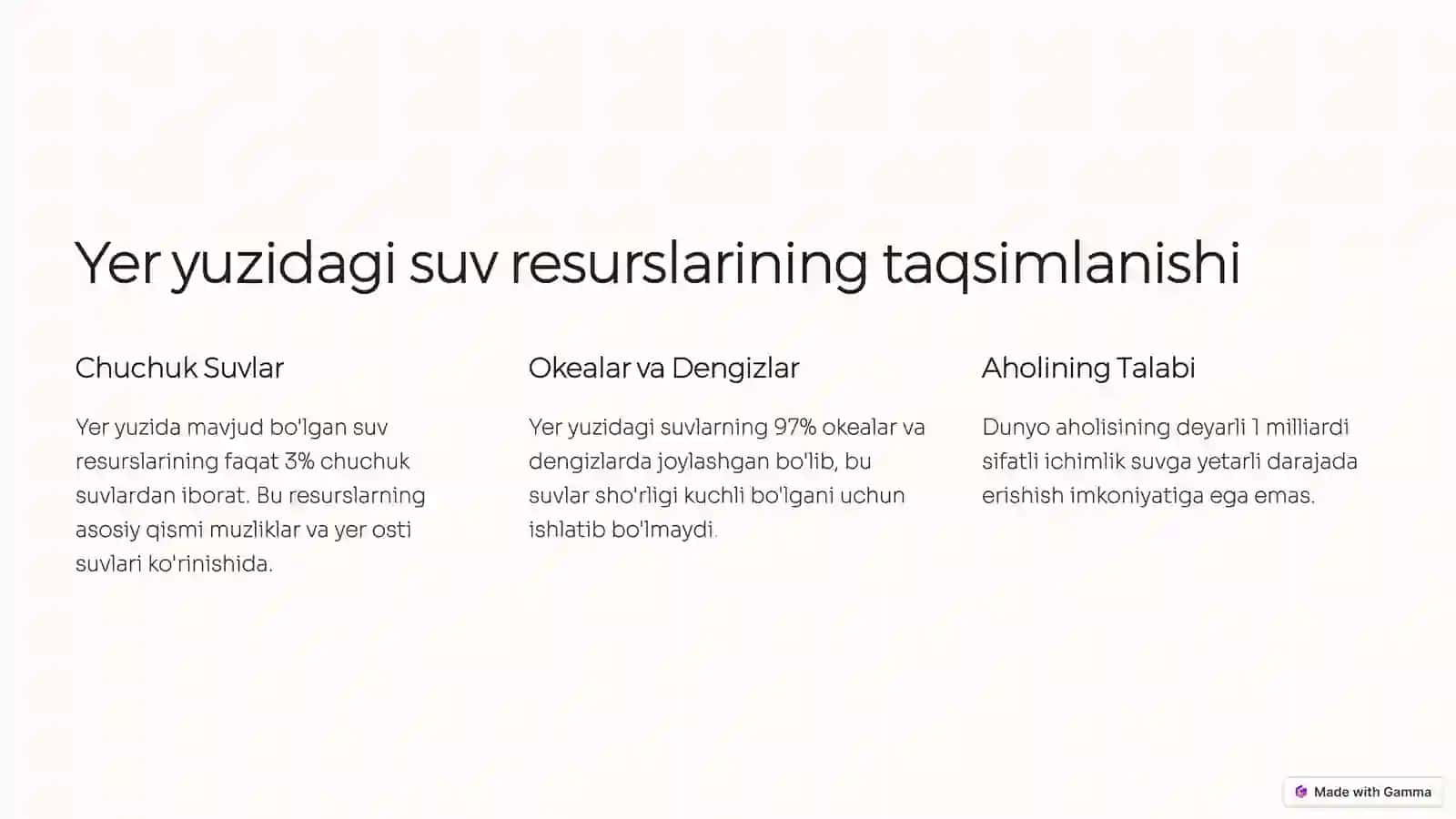 Dunyo suvlari va ularni muhofaza qilish 2