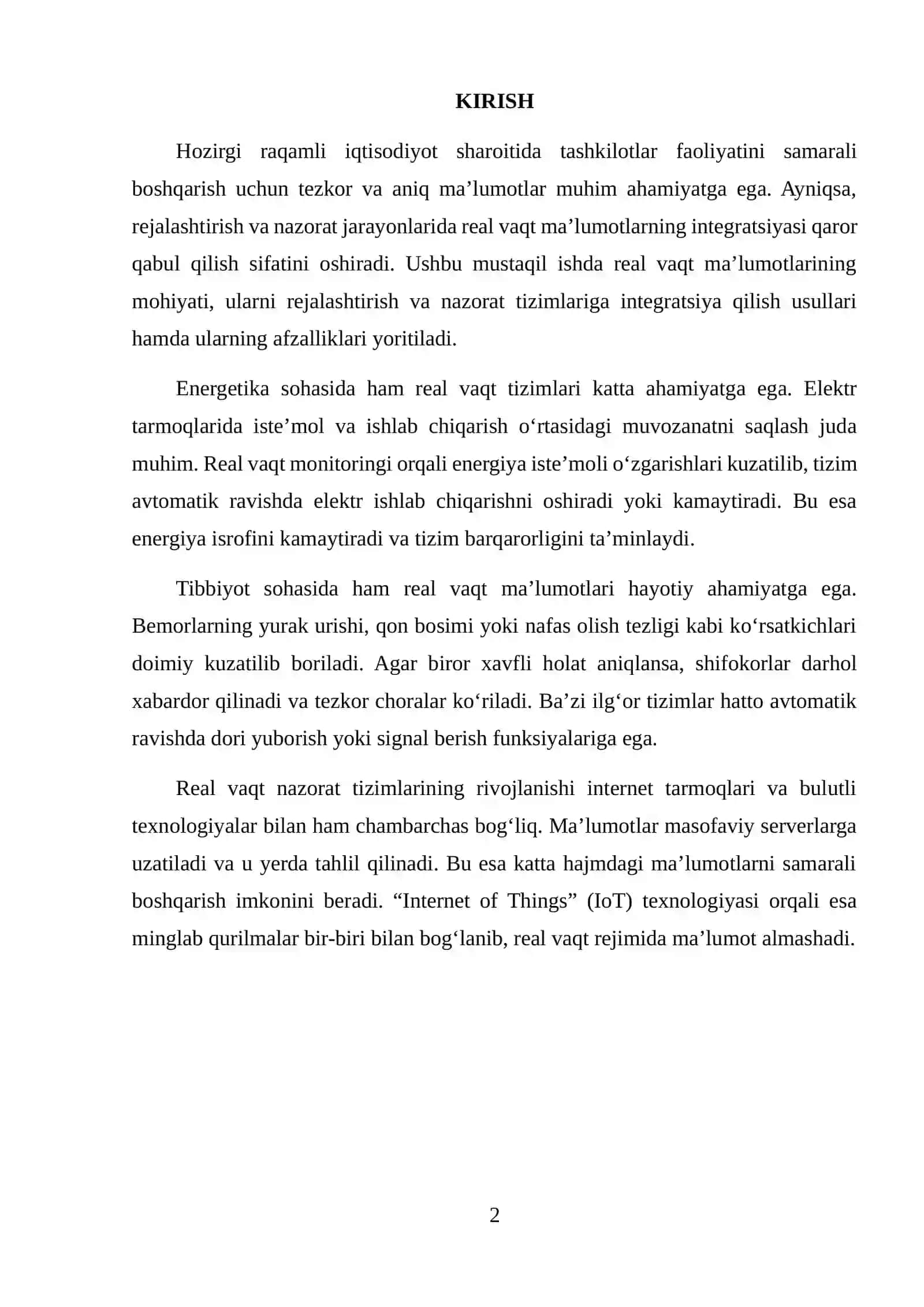 REJALASHTIRISH VA NAZORATDA REAL VAQT MA’LUMOTLARNING INTEGRATSIYASI 2